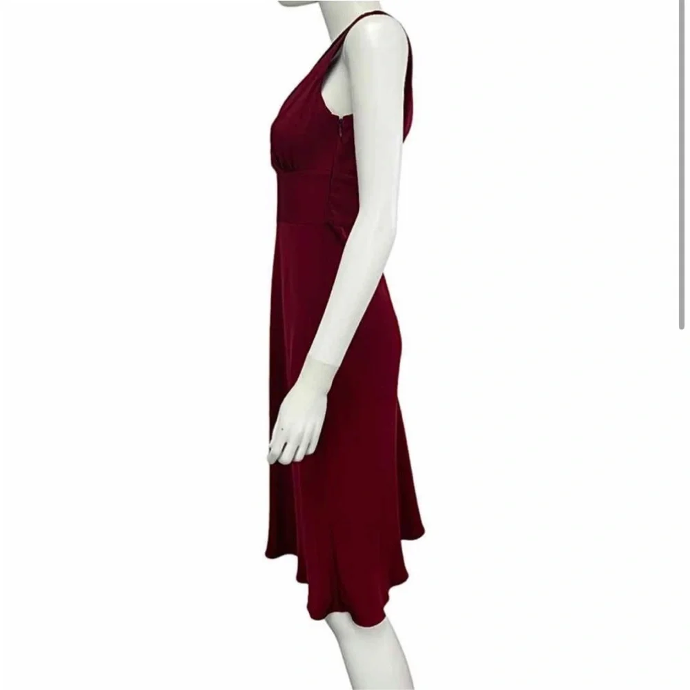 J CREW Women’s Burgundy Wrap Front Side Zipped Lined Sleeveless Tank Silk Dress